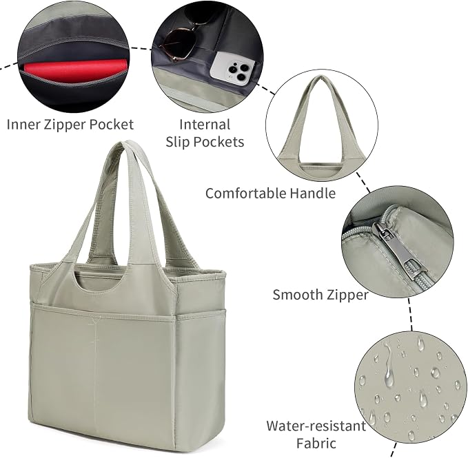 Corduroy Tote Bag for Women Crossbody Bags Lightweight Handbags Shoulder Bag with Zipper Pockets for Work Shopping - Image 7