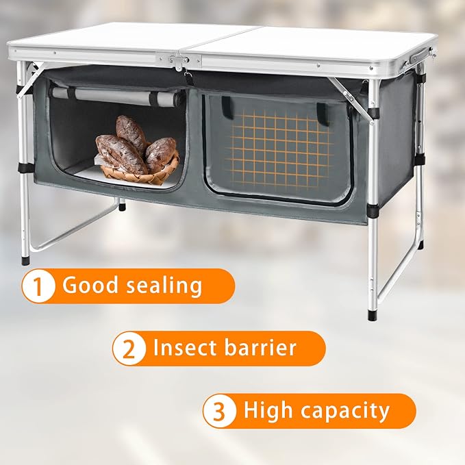 CampLand Outdoor Folding Table Aluminum Lightweight Height Adjustable with Storage Organizer for BBQ, Party, Camping - Image 5
