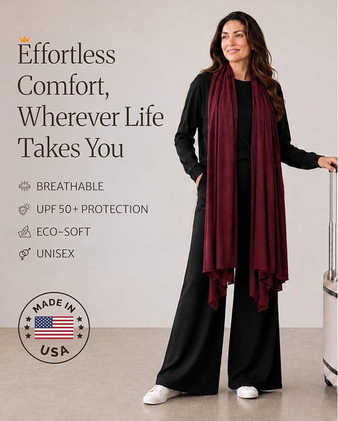 Pashmina Shawl Wraps for Women | USA Made Travel Scarf for Women | Lightweight & Soft Pashmina | Evening Dresses | Travel Scarf Airplane | UPF 50+ Sun Protection | 68x35in - Image 2