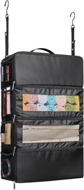 Suitcase Organizer, Travel Luggage Organizer Hanging Shelves Packing Cube Closet/Collapsible Portable Travel Organizer for Carry-on, Large, Black by Vokelater