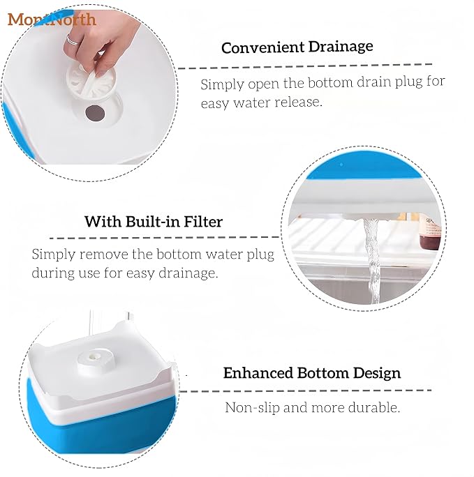 Collapsible Wash Basin 9L, Foldable Dish Tub with Drain Plug, Portable Collapsible Dish Basin, Camping Sink for Washing Dishes, Laundry & Kitchen Use (Blue) - Image 6