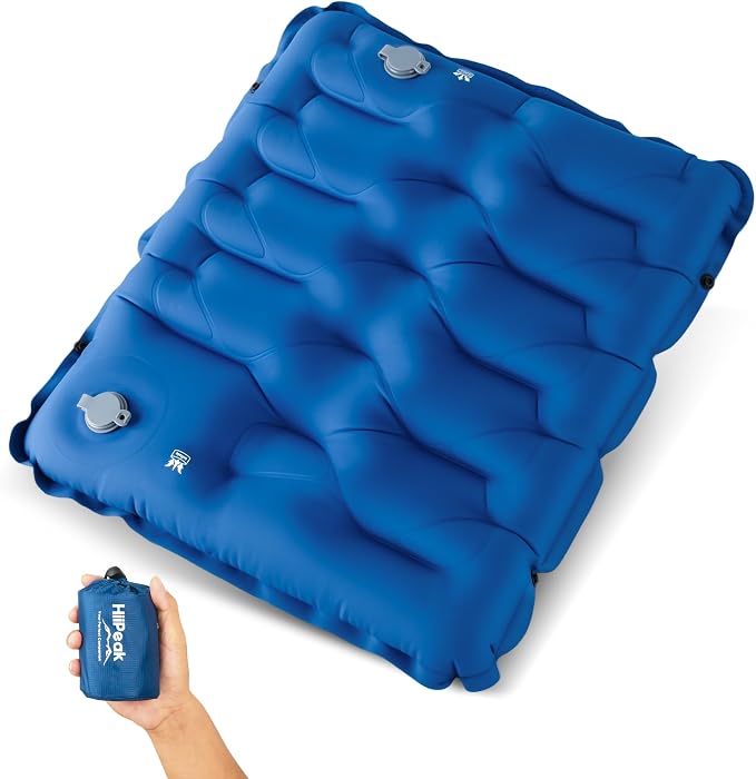 HiiPeak Inflatable Seat Cushion, Lightweight Compact Stadium Seat Pad Camping Air Seat Cushion By Hand Inflation for Bleachers Backpacking Hiking Airplane Office Car Sports Events Concert by HiiPeak