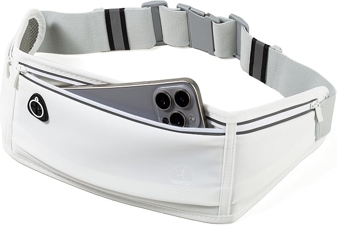 Slim Running Belt Fanny Pack, Phone Holder Waist Pack Money Belt - White - Image 3