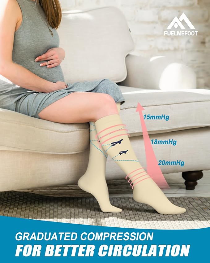 6 Pairs Compression Socks for Women & Men 15-20mmHg Knee High Socks | Graduated Compression Socks Supports Circulation, Ideal for Nurses Pregnancy, Travel, Flying, Running & Daily Wear - Image 4