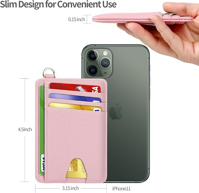 Slim Minimalist Front Pocket Wallet, RFID Blocking Credit Card Holder Wallet with Detachable D-Shackle for Men Women - Image 8