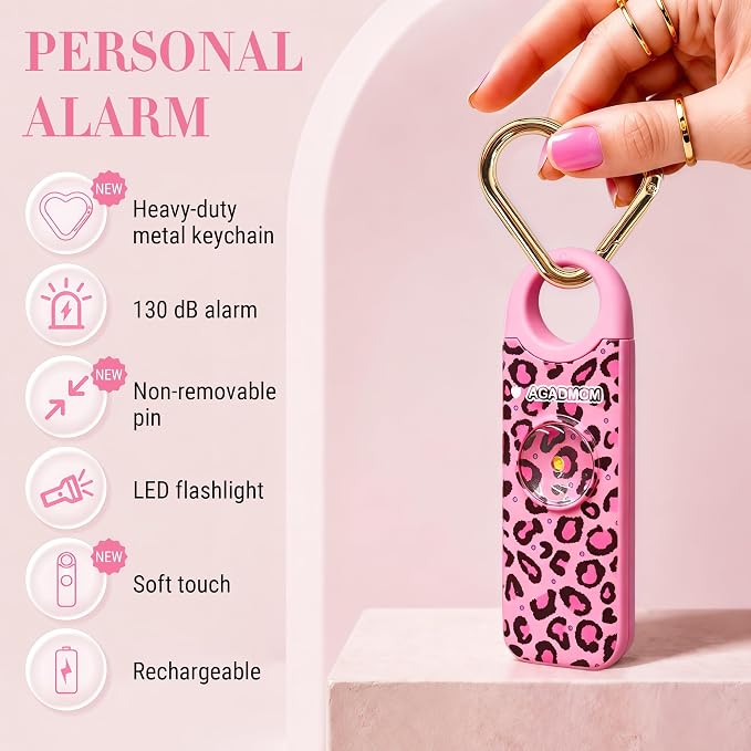 Rechargeable Personal Safety Alarm for Women | 130dB Loud Siren & Strobe Light & Low Battery Notice, Emergency Keychain Alarm for Self Defense (Cheetah) - Image 6