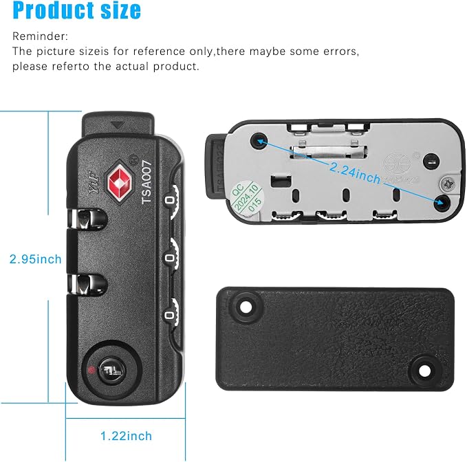TSA Approved Combination Lock, 2 PCS | Suitable for Luggage, Backpacks, Handbags, With 2 PCS Spare TSA-007 KEY - Image 2