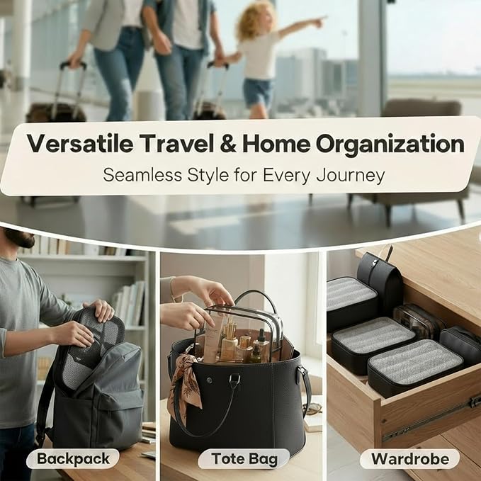 8 Set Packing Cubes for Travel with Clear Toiletry Bag, Durable Luggage Packing Organizers for Suitcase, Carry-On Accessories, TSA Approved See-Through Cubes, Space-Saving Storage Bags - Image 8