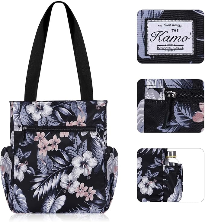 KAMO Floral Tote Bag - Waterproof Lightweight Handbags Travel Shoulder Bag for Hiking Yoga Gym Swimming Travel Beach - Image 4