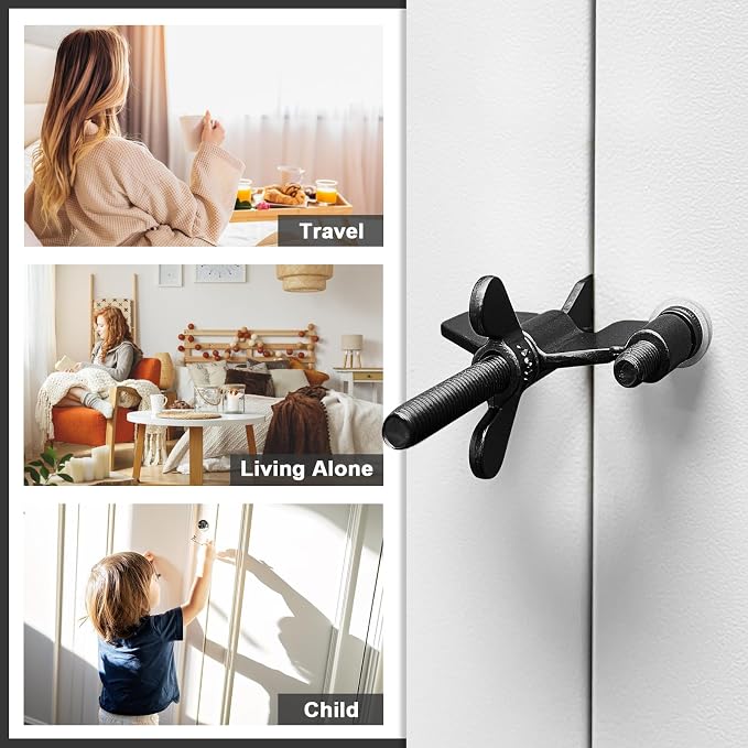 Portable Door Lock, Hotel Travel Door Lock Security for Home, Black | Hotel Safety Device for Door Security, Portable Lock for Hotel Room, Apartment, College Dorm and Travel - Image 8
