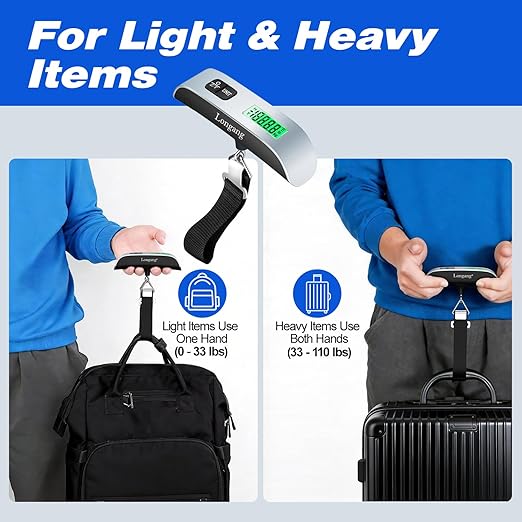 Digital Hanging Luggage Scale with Backlit for Travel, Portable Handheld Suitcase Weight Scale with Hook, 110 Pounds, Battery Included - Image 4