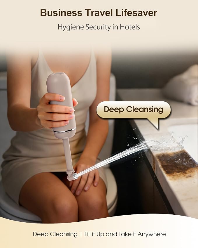 Portable Bidet for Travel & Camping - Manual Squeeze Peri Bottle Handheld | 3 Leak-Proof Seals | BPA-Free | Feminine Hygiene Care | Postpartum | Extendable Sprayer with Nozzle | for Men&Women-Khaki - Image 6