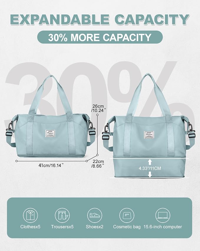 Travel Duffel Bag, Sports Tote Gym Bag, Shoulder Weekender Overnight Bag for Women - Image 3