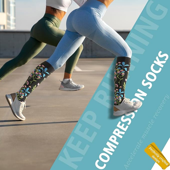 Compression Socks for Women & Men 6 Pairs | 20-30 mmHg Breathable & Moisture-Wicking Comfortable & Skin-Friendly Knee High Support Socks for Nurse, Travel, Pregnancy - Image 7