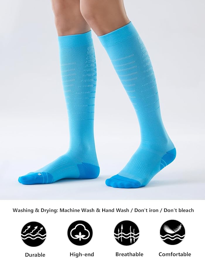 CS CELERSPORT 3/4 Pairs Compression Socks for Men Women Size 6-12 | Knee High Support Socks for Running Nurses Pregnancy Travel Daily Wear - Image 3
