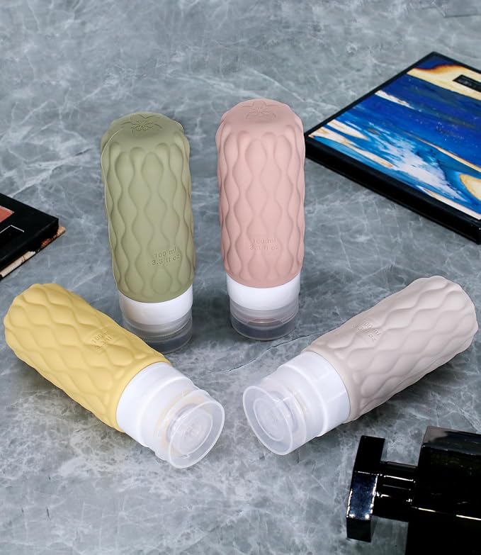 3.4oz Silicone Travel Bottles for Toiletries Refillable Liquid Accessories | for Shampoo and Conditioner, TSA Approved Leakproof Squeeze Bottles Travel-friendly with Labels/Clear Bag - Image 7