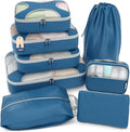 Shacke 8 Set Packing Cubes for Travel, Shoe & Toiletry Bags (Navy Blue) | Complete Suitcase Organizer Bags Set: 4 Luggage Packing Cubes + Laundry, Shoe, Toiletry & Accessories Bags for Any Trip by Shacke