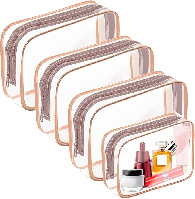 AURUZA Clear Makeup Bag,Portable Travel Toiletry Bags with Zipper, TSA Approved Clear Organizer Bags, PVC Cosmetic Pouch for Airport Airline Compliant by AURUZA