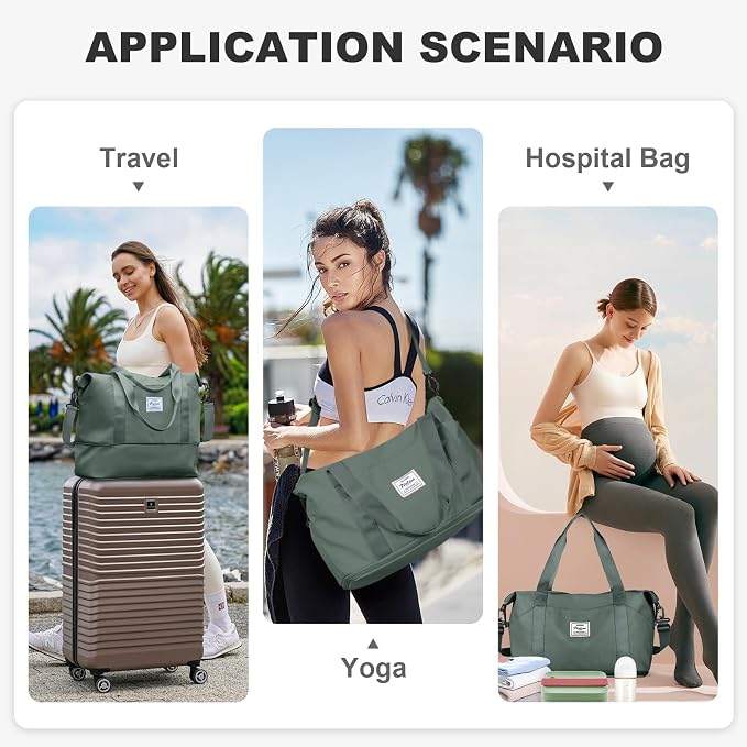 Travel Duffel Bag, Sports Tote Gym Bag, Shoulder Weekender Overnight Bag for Women - Image 3