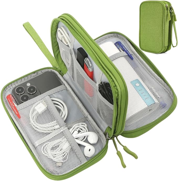 CAAORDKSO Electronic Organizer Travel USB Cable Accessories Bag/Case, Waterproof Electronics Accessories Case Organizer Bag for Cable, Cord, Charger, Phone, Power Bank, Earphone (Grass Green, Large) by Unknown