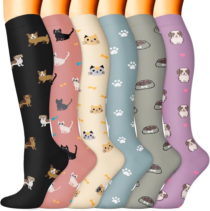 Sooverki Compression Socks for Women & Men 6 Pairs is Best Supportive Knee High Stockings for Circulation, Travel, Nurses by Sooverki