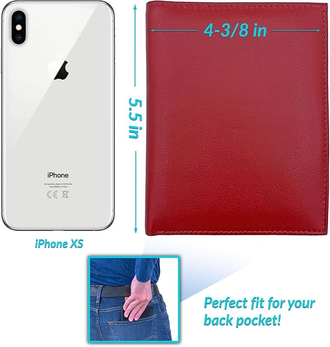 Red RFID Genuine Leather Passport Wallet - Image 4