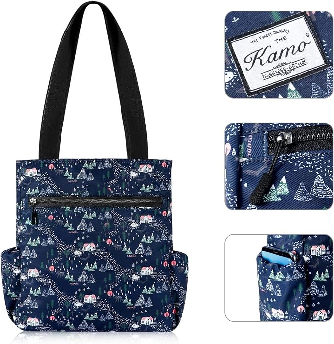 KAMO Floral Tote Bag - Waterproof Lightweight Handbags Travel Shoulder Bag for Hiking Yoga Gym Swimming Travel Beach - Image 4