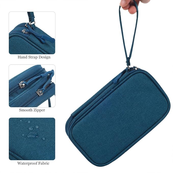CAAORDKSO Electronics Organizer Travel Case, Water Resistant Cable Organizer Bag Cord Organizer Pouch for Cable, USB, Charger, Phone, Power Bank, Earphone, Electronics Accessories (Dark Green, Medium) - Image 7