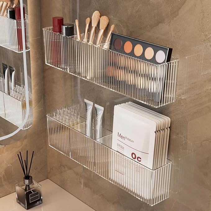2 Pack Wall Mount Marker Organizer, Makeup Organizer Hanging Storage Organizer Bin Floating Shelves for Office Bathroom Kitchen Bedroom (Large) - Image 5