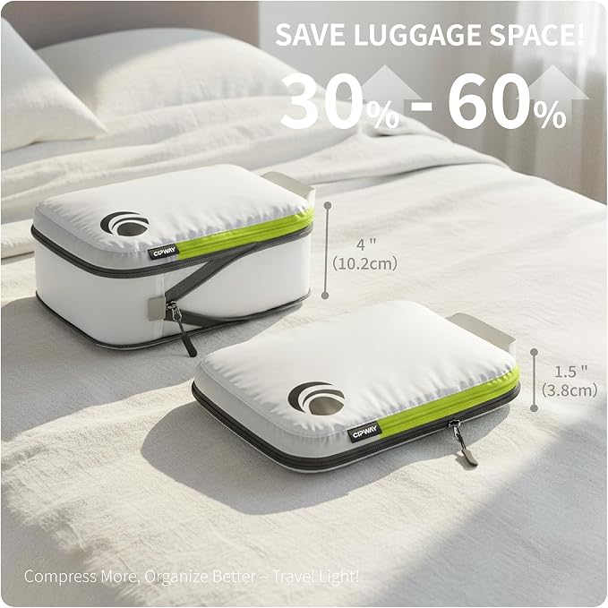 Cipway 5 Set Compression Packing Cubes for Travel (White 5pcs) | Ultralight Travel Cube Organizers for Carry-On Luggage, Suitcase & Backpack Travel Essentials - Image 2