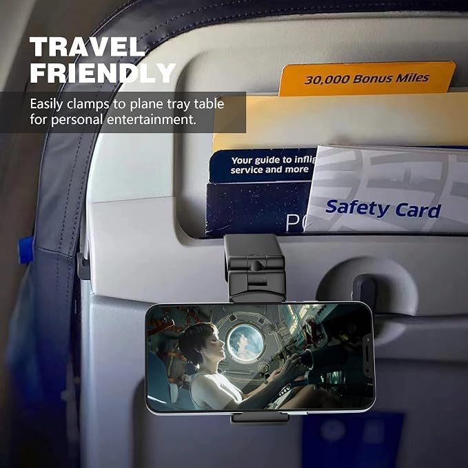 Perilogics Airplane Phone Holder Mount Universal in Flight Hands Free Viewing with Multi-Directional Dual 360 Degree Rotation (Black/Lavender) - Image 2