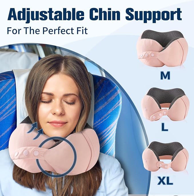 Cirorld Neck Pillow for Traveling, Travel Pillows for Airplanes,100% Pure Memory Foam Travel Neck Pillow, Adjustable Flight Pillow, Portable Plane Accessories with Eye Mask, Earplugs, Carry Bag - Image 3
