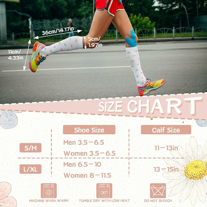 Compression Socks for Women Men | Knee High Comfort Circulation Support Socks for Athletic Running Cycling Travel - Image 4