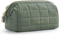 BAGSMART Makeup Bag Travel Toiletry Bag, Zipper Pouch, Olive Green | Wide-open, Puffy Padded, Travel Essentials, Make Up Bag, For Women, Makeup Organizer, Toiletries Accessories Brushes by BAGSMART