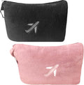 BlueHills Soft Travel Blankets Mini Value Pack Set of 2 - Premium Airplane Travel Essential Flight Blanket Throw in a case with Strap Compact for Car Plane Travel Gift – Pink and Black by BlueHills