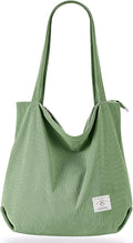 KALIDI Women Corduroy Tote Bag Zipper Casual Tote's Handbag Big Capacity Shoulder Bag with Pockets by KALIDIFANCYFOREST