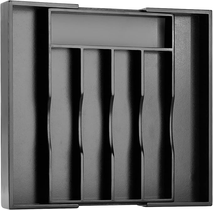 Bellsal Black Silverware Organizer Kitchen Drawer Organizer Expandable Bamboo Utensil Holder Cutlery Tray for Kitchen Utensil and Flatware Bedroom Office - Image 8