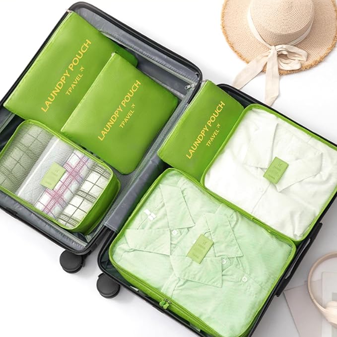 6 Set Packing Cubes for Travel Luggage Organizer Bags Reusable washable Suitcase Packing Cubes Set Travel Accessories Essentials (Green) - Image 4