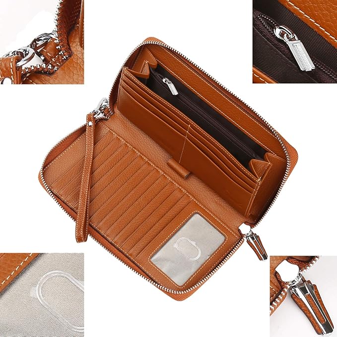Small Compact Women Wallet RFID Blocking Genuine Leather Bifold Purse with ID Windows - Image 4