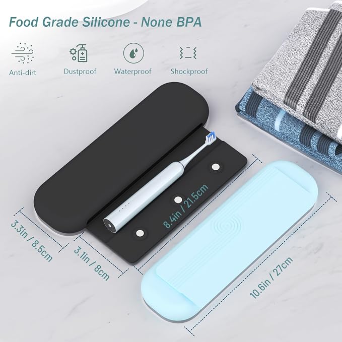 Silicone Toothbrush Travel Case, Pro Large Toothbrush Case for Traveling | Electric & Manual Toothbrush Travel Cover for Men and Women, Portable Toothbrush Holder for Trave, Gym, Business Trip, School - Image 2