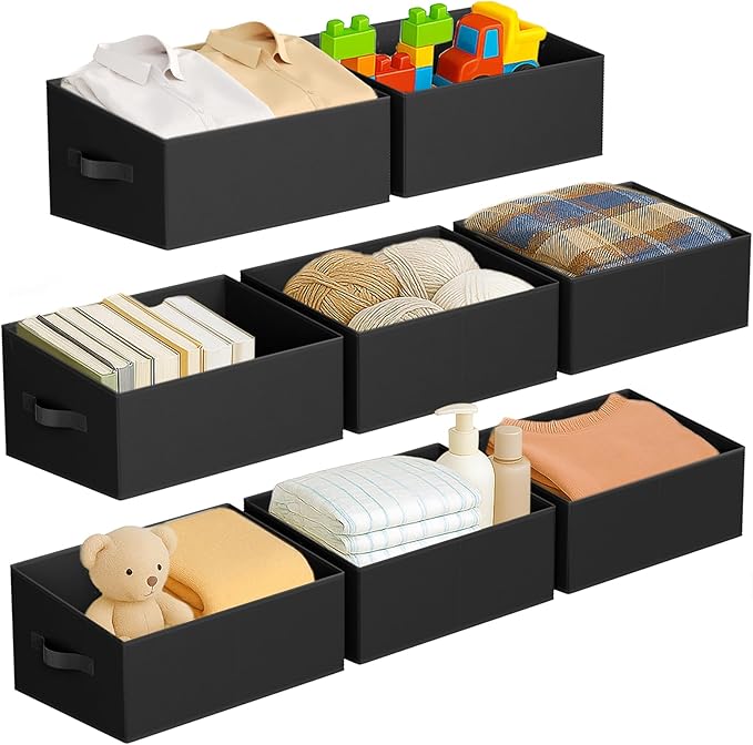 DIMJ Closet Storage Bins 8 Pack - Fabric Storage Baskets for Shelves, Large Clothes Organizers with Handles, Trapezoid Shelf Organization Storage Cubes for Purse, Toys, Books, Towel, Clothes by DiMJ