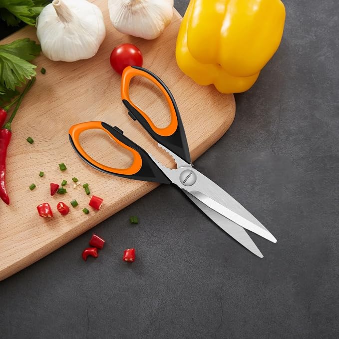 1 Pack Sharp Kitchen Scissors Set with Magnetic Holder, Yellow | Stainless Steel Blade, Ergonomic Non-Slip Handle, Heavy Duty, Food/Meat Scissors for Home, Kitchen and Picnic, All Purpose - Image 7