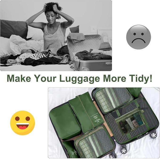 Packing Cubes for Travel- 8 Set Luggage Organizer Bags for Family, Mesh Breathable Travel Packing Cubes for Suitcases Durable Travel Essentials Bags Set (Green, 10 Set) - Image 5