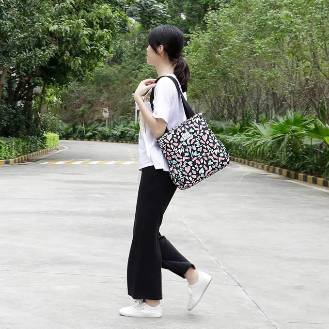 KAMO Floral Tote Bag - Waterproof Lightweight Handbags Travel Shoulder Bag for Hiking Yoga Gym Swimming Travel Beach - Image 2