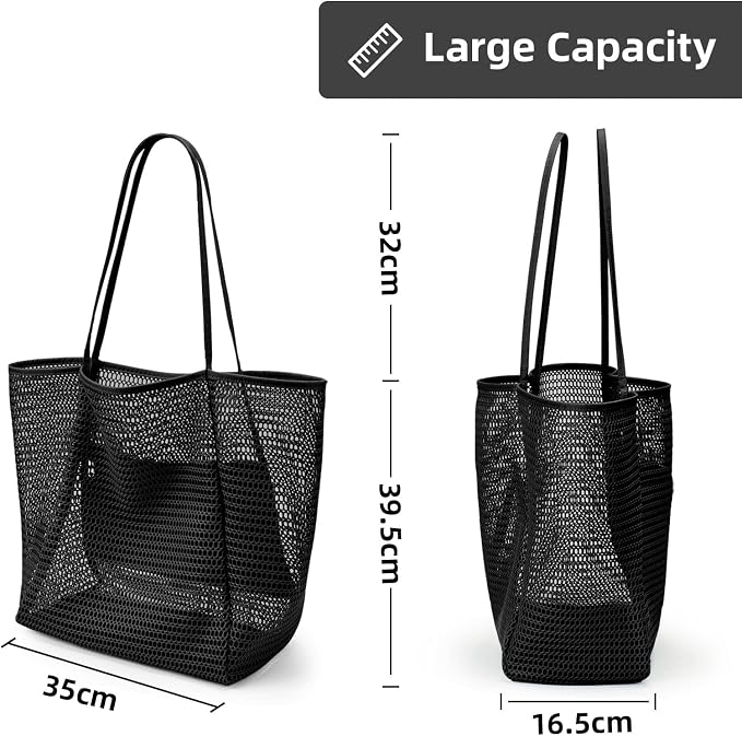 KALIDI Beach Mesh Tote Bag, Casual MAX 23L Summer Foldable Hobo Bag Women | Sandproof Widen Strap Large Shoulder Bag For Lake Pool Vacation Travel Picnic Grocery Market Shopping Carrier - Image 5