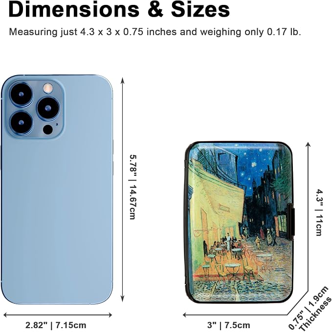 Credit Card Holder Wallet for Women Men RFID Blocking Small Metal Business Aluminum Protector Sleeves Slim Mini Cards Case (Cafe Terrace at Night by Vincent Van Gogh) - Image 5