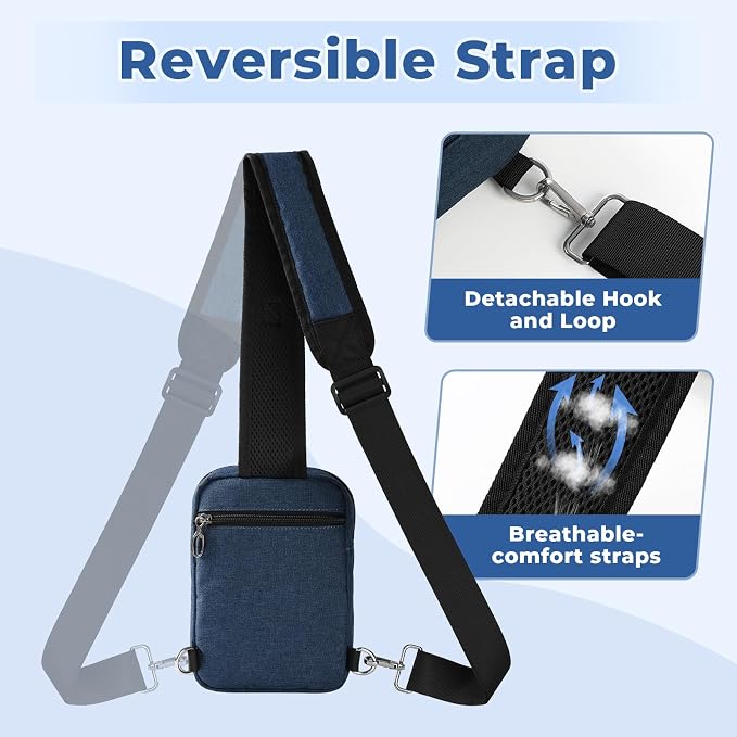 Anti Theft Sling Bag Tactical Small Shoulder Chest Crossbody Bag for Men Women with Zipper Lock RFID Blocking(blue) - Image 4