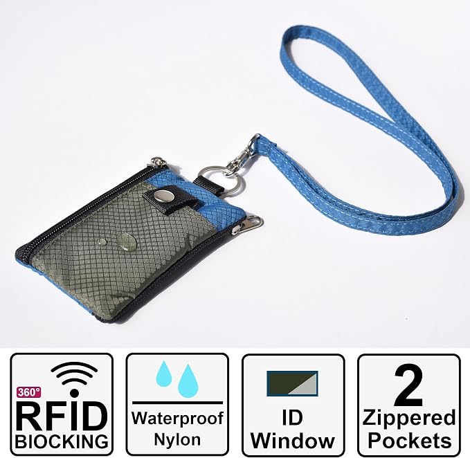 CHENSPRX Minimalist RFID Blocking Small Wallet with ID Window,WaterResistant Zip Id Case Wallet with Lanyard Keychain for Cards,Cash,Travel,Women,Men - Image 2