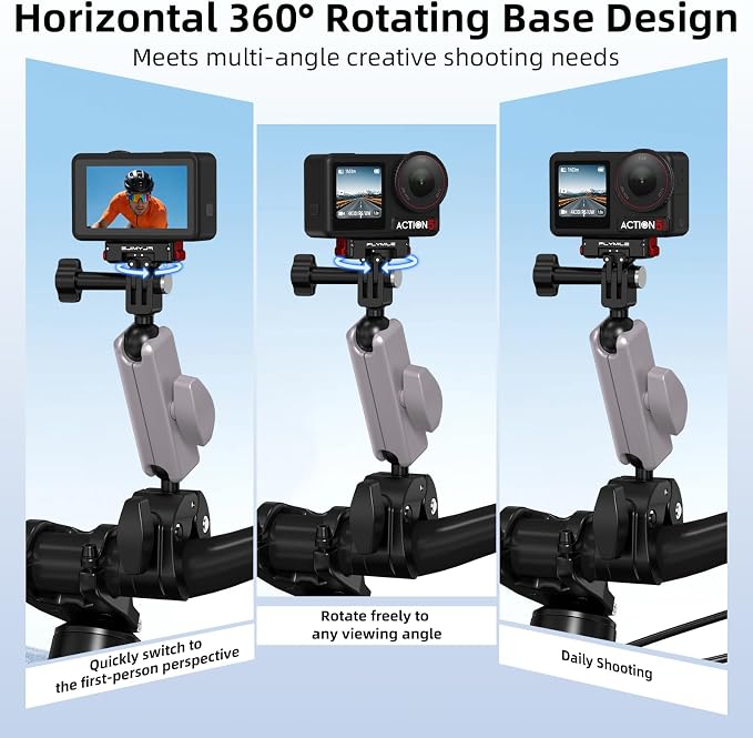 Action 5 Pro Magnetic Quick-Release Mount, 360° Horizontal Rotation Aluminum Alloy Adapter for DJI OSMO Action 5 Pro/4/3/360, with 1/4" Threaded Hole & Foldable Action Camera for Tripod Accessories - Image 3
