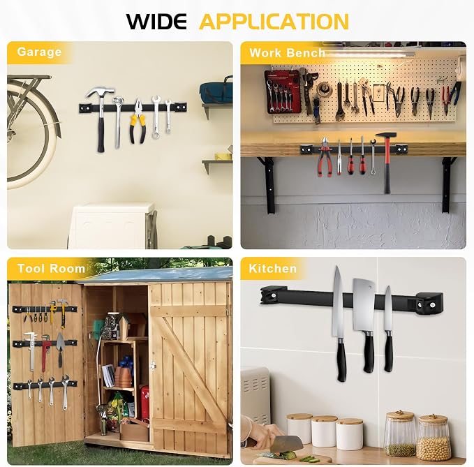DGSL Heavy Duty Magnetic Tool Holder, 4 Pack 12" Wall Mount Organizer | Space-saving Magnetic Strip, Magnetic Knife Holder, Screwdrivers, Wrenches, Pliers, Garage and kitchen Organization - Image 6